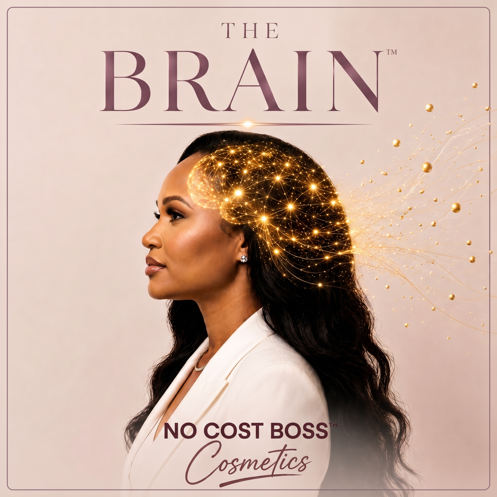 A woman in profile with a glowing, networked graphic of a brain, with text reading 'The Brain'.